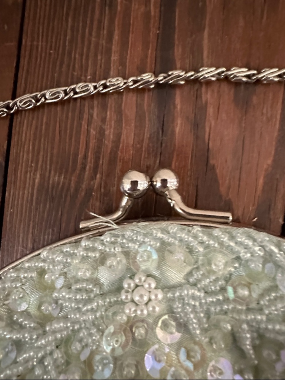 Iridescent Teardrop Beaded Sequin Evening Clutch - Picture 3 of 6